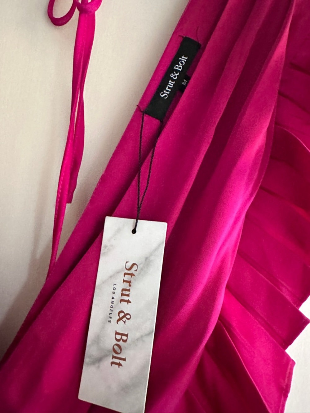 Magenta Pleated & Layered Ruffle Plunge V-Neck Dress - Picture 3 of 3